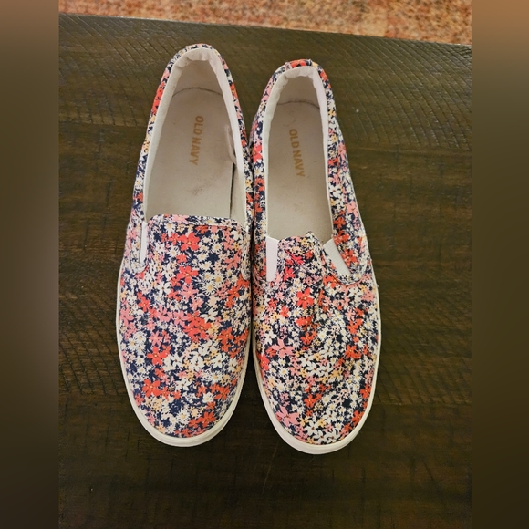 OLD NAVY Canvas Slip-On Sneakers blue multi color size 7 - Picture 2 of 4